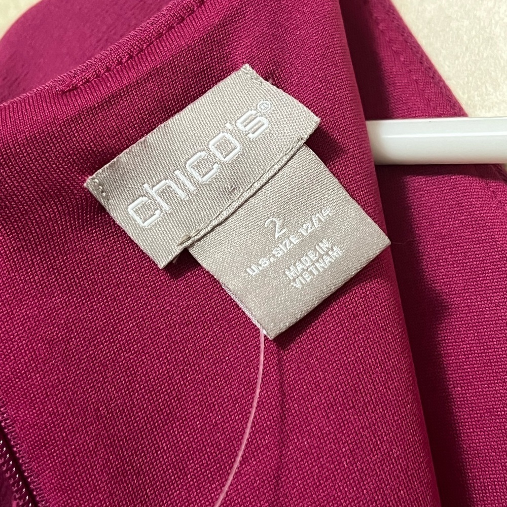 Chicos magenta v-neck 3/4 sleeve shift dress - Picture 10 of 12